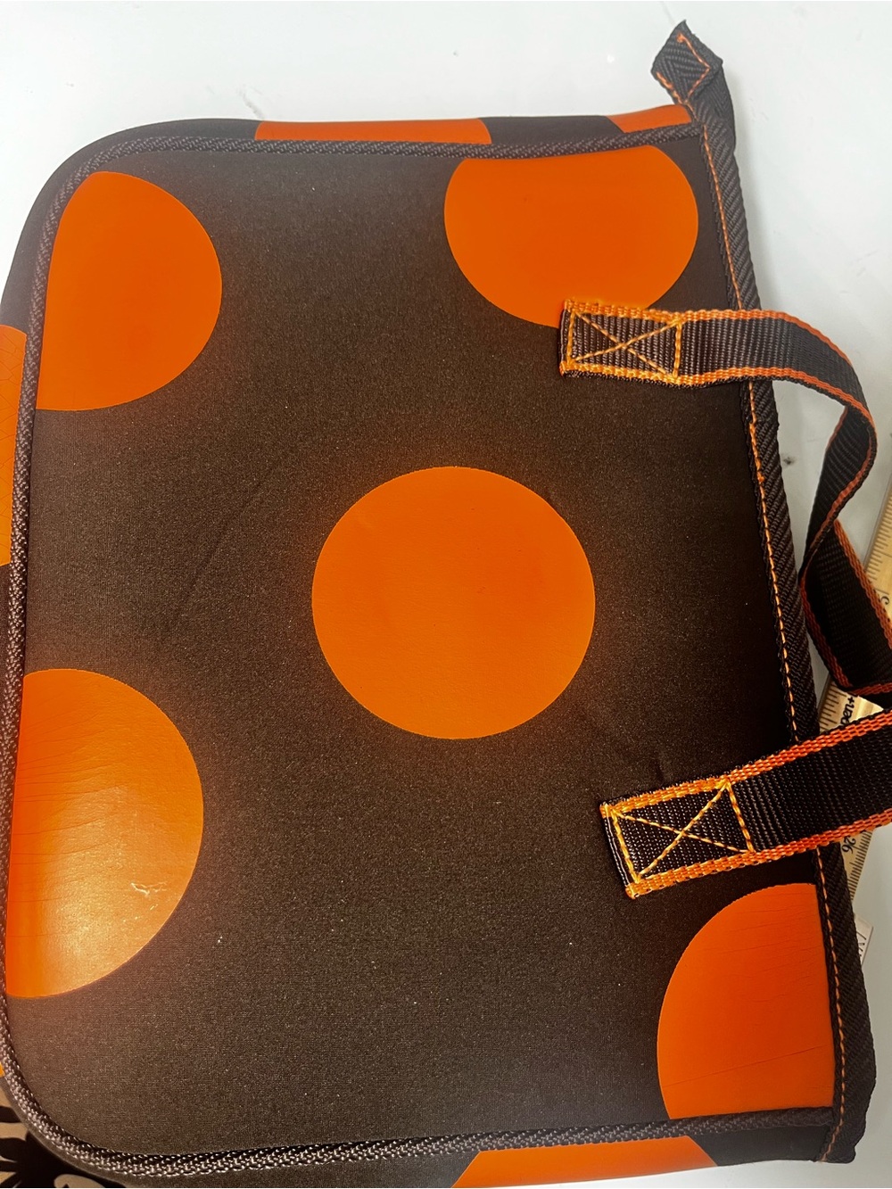 Hadaki Neoprene Laptop Sleeve Case Brown Orange Polka Dot Dual Handle Tech Bag - Picture 14 of 16